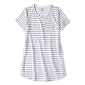 Serra Ladies Gray Striped Summer Dress with Pockets